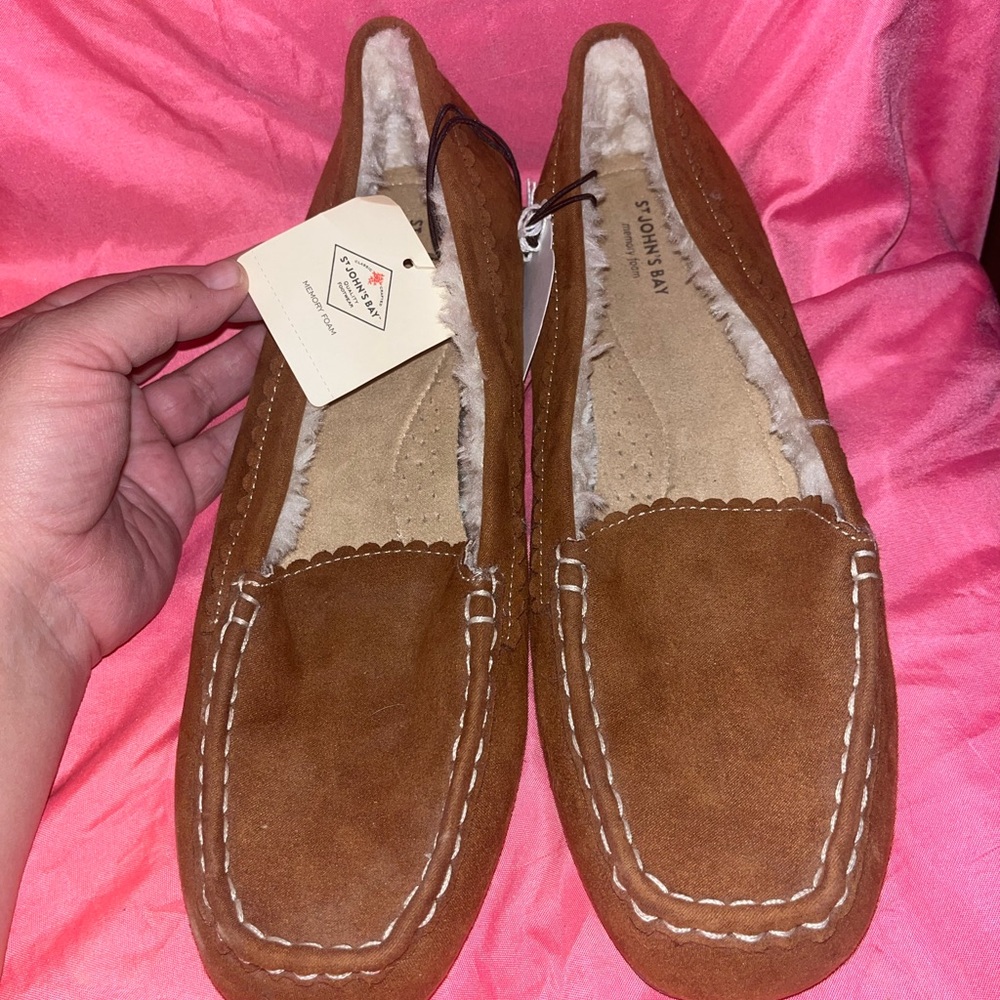 St. John's Bay Tan Moccasins Slippers for Women size 10 New
